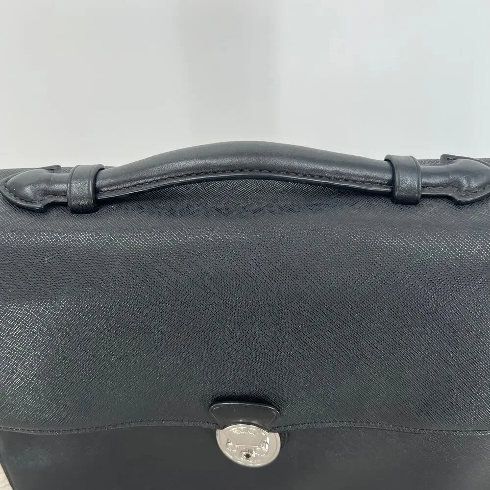 TUMI MCMLXXV Coated Canvas & Leather Top Handle Locking Briefcase Messenger Bag